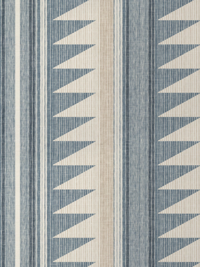 'Edwin Stripe' Grasscloth Wallpaper by Nathan Turner - Blue Taupe