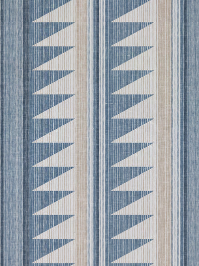 'Edwin Stripe' Linen Fabric by Nathan Turner - Blue Taupe