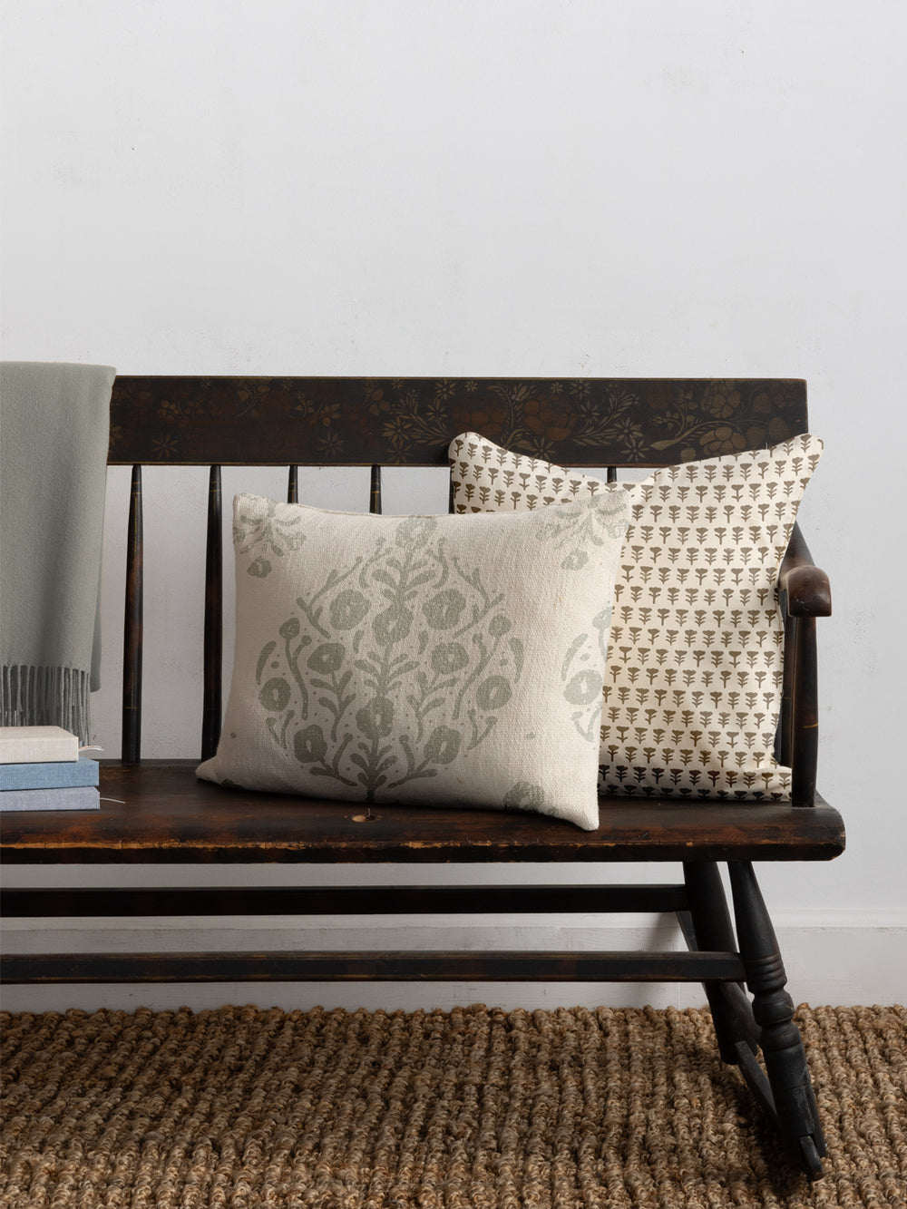 eleanor linen fabric by sugar paper silver sage on white