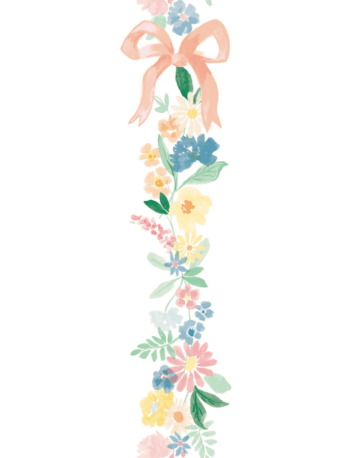 'Elegant Floral Stripe' Wallpaper by Meri Meri - White