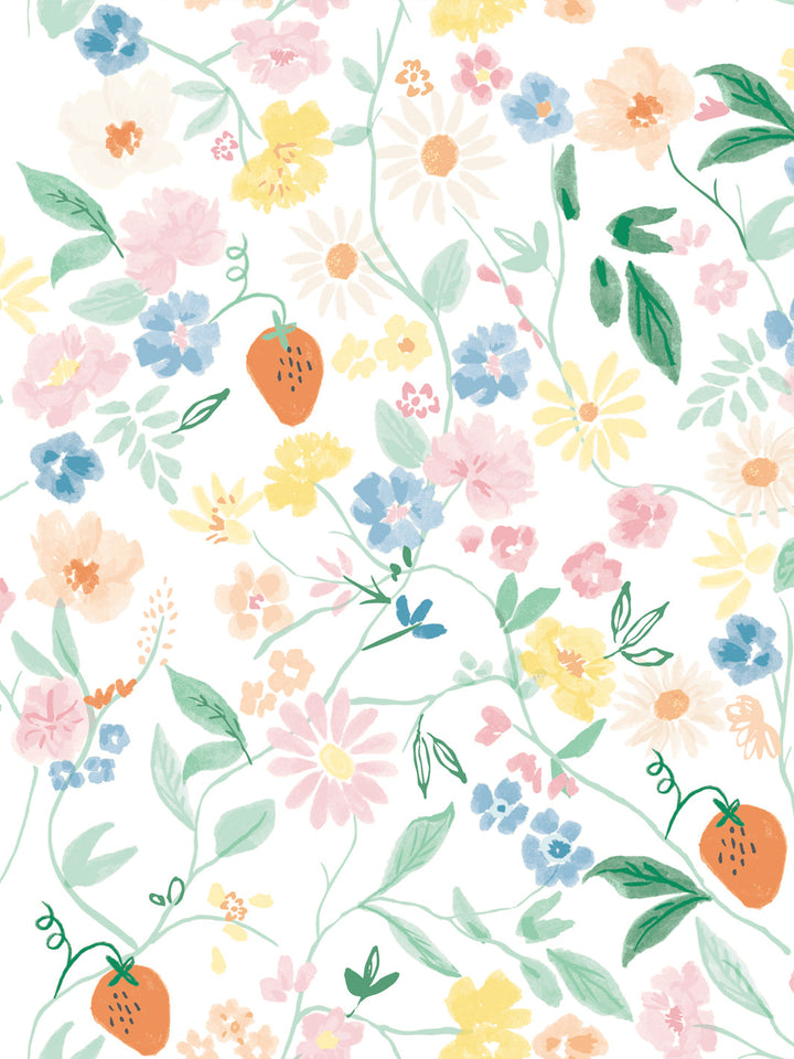'Elegant Floral' Wallpaper by Meri Meri - White