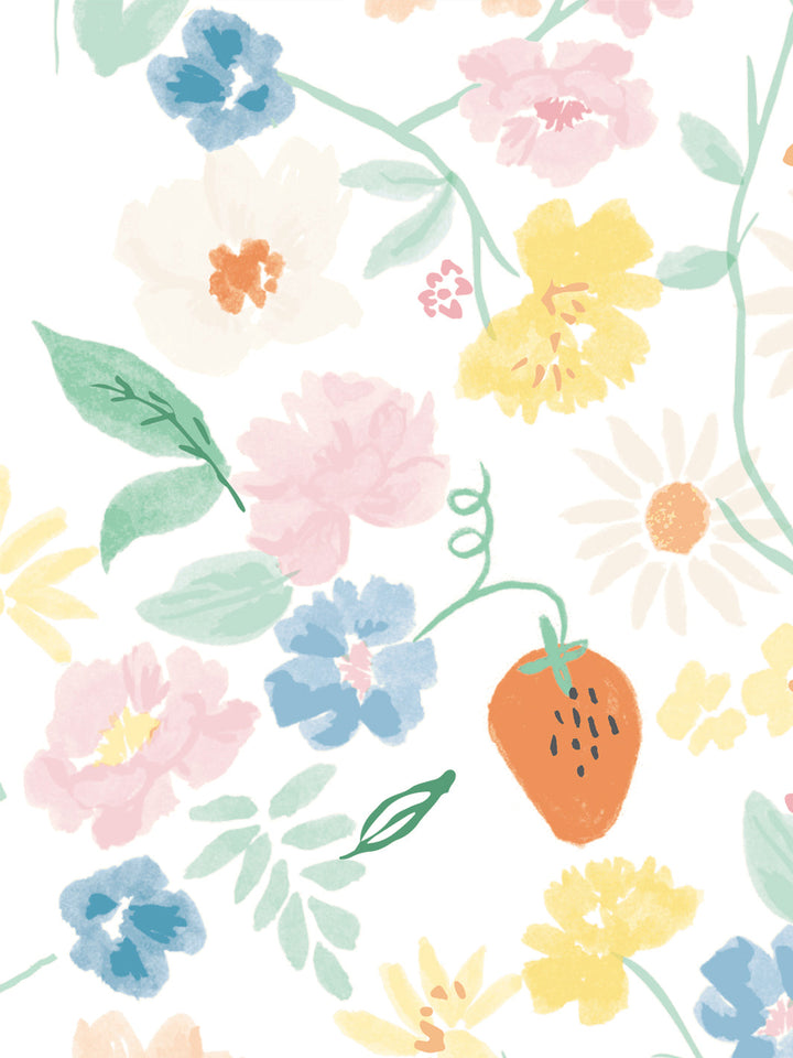 'Elegant Floral' Wallpaper by Meri Meri - White