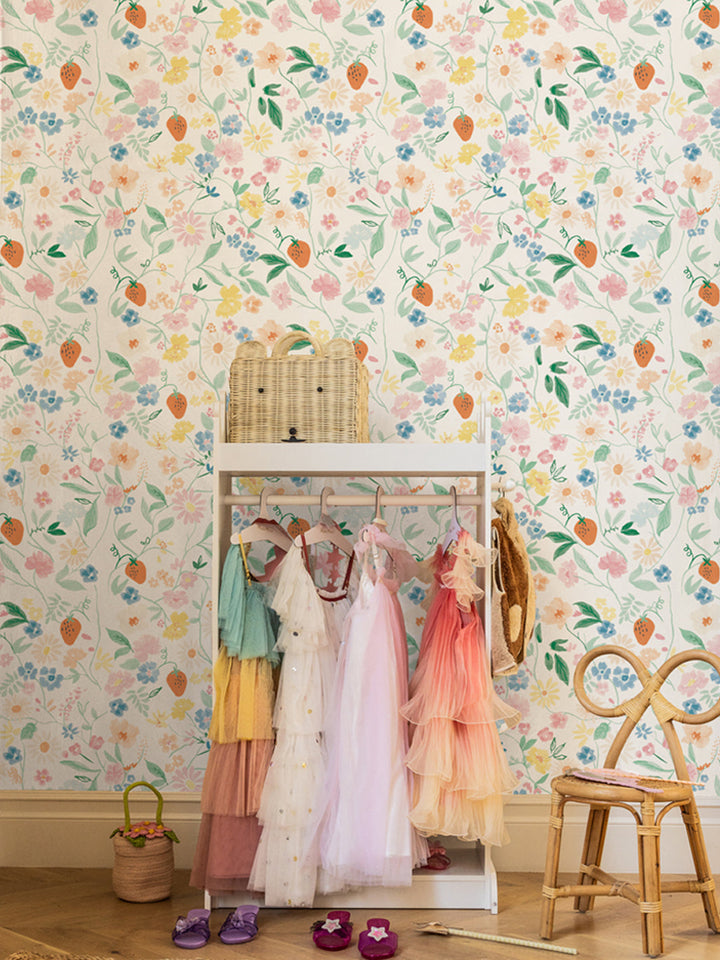 'Elegant Floral' Wallpaper by Meri Meri - White