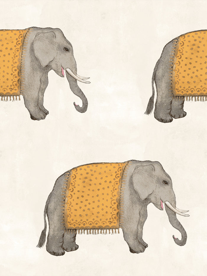 'Elephant' Wallpaper by Mary Maguire - Ivory