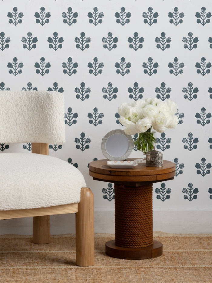 'Ensley Large (White Ground)' Wallpaper by Sugar Paper - Ocean