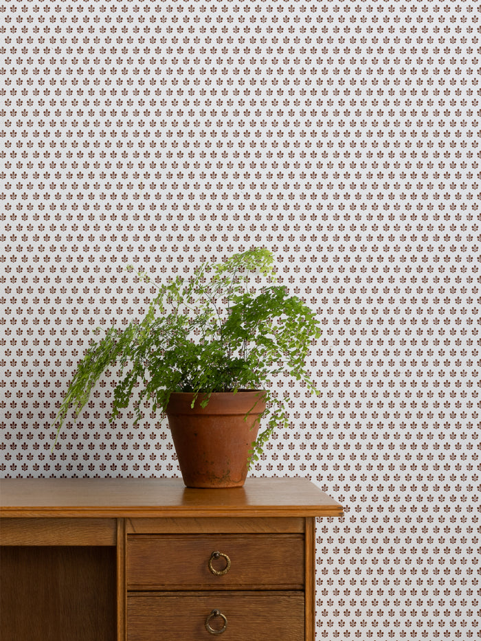 'Ensley Petite (White Ground)' Wallpaper by Sugar Paper - Chocolate