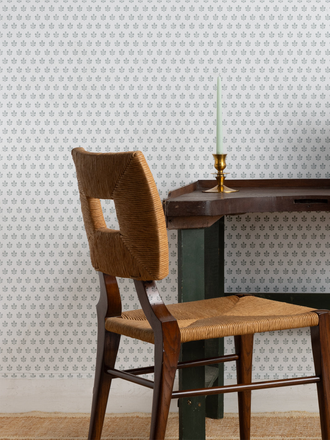 'Ensley Petite (White Ground)' Wallpaper by Sugar Paper - Silver Sage