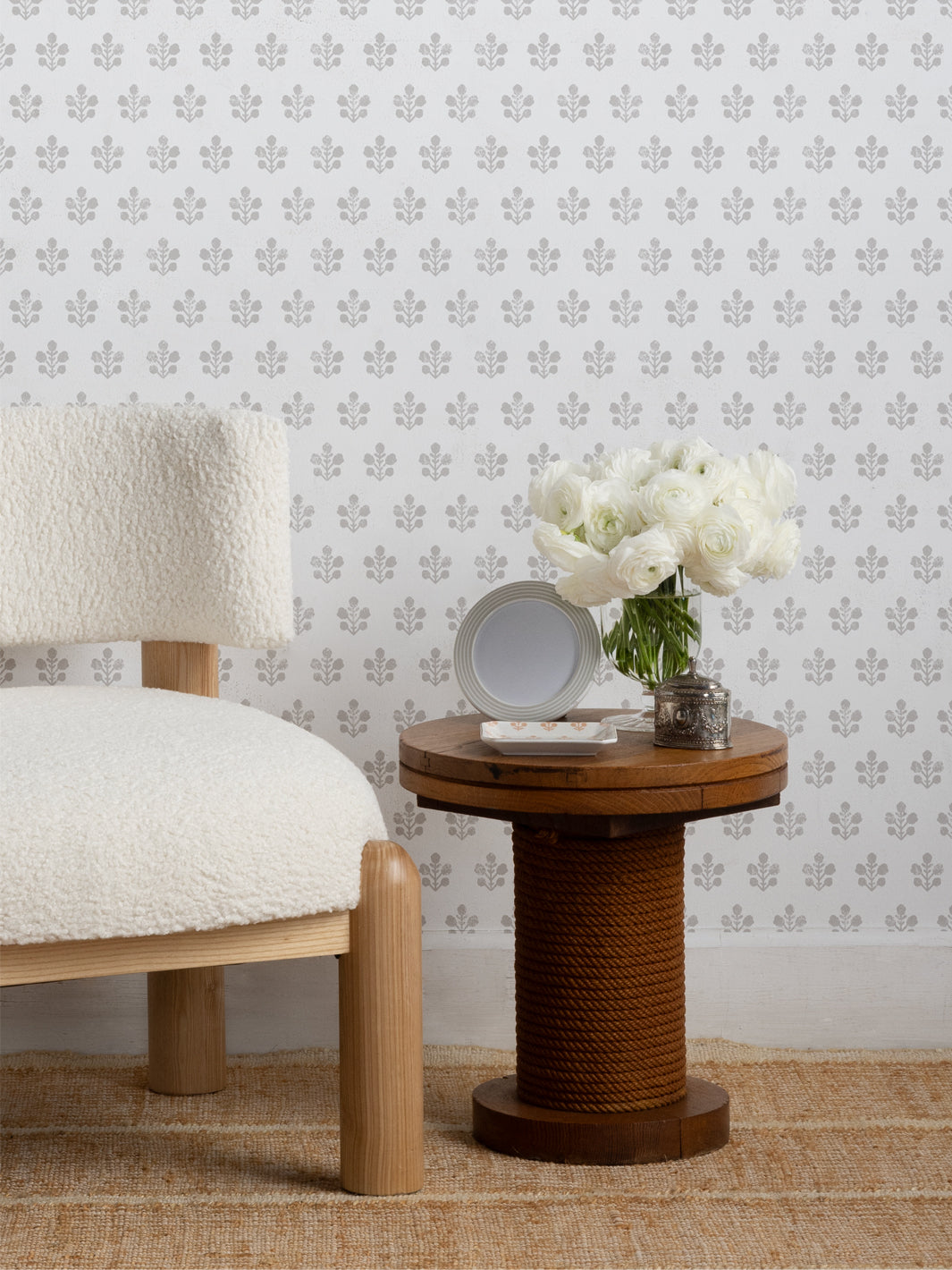 'Ensley (White Ground)' Wallpaper by Sugar Paper - Stone