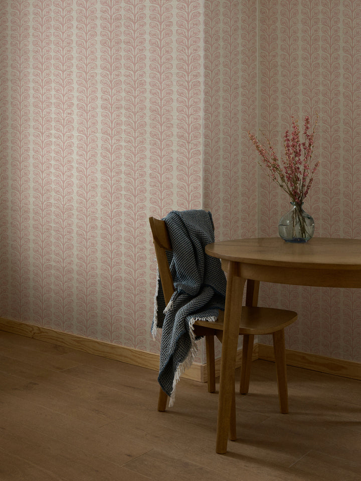 'Evergreen Stripe' Grasscloth Wallpaper by Wallshoppe - Blossom - Room Shot