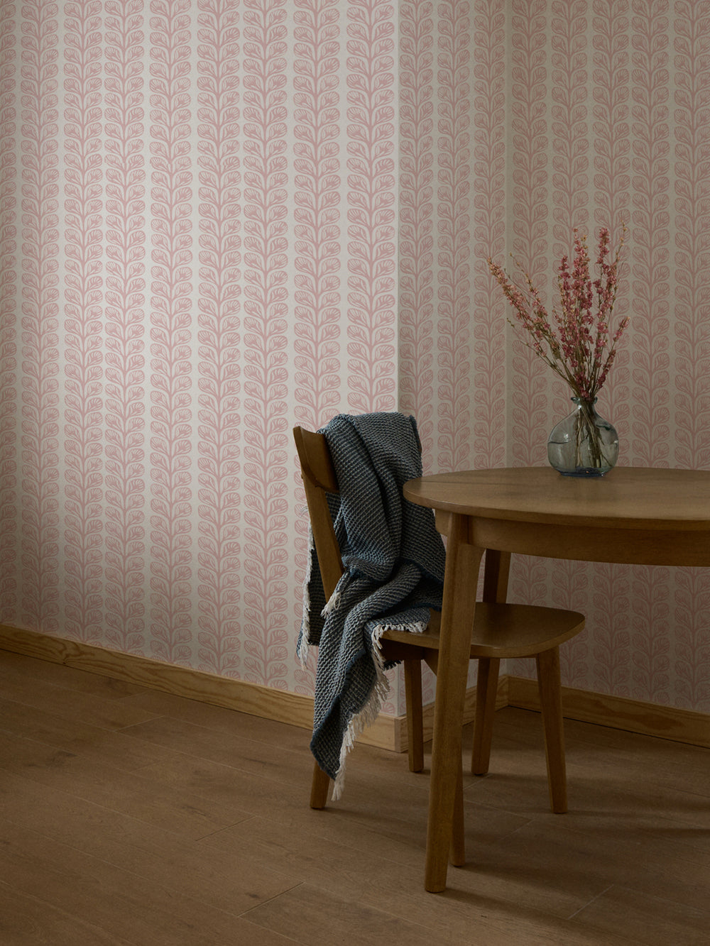 'Evergreen Stripe' Wallpaper by Wallshoppe - Blossom - Room Shot