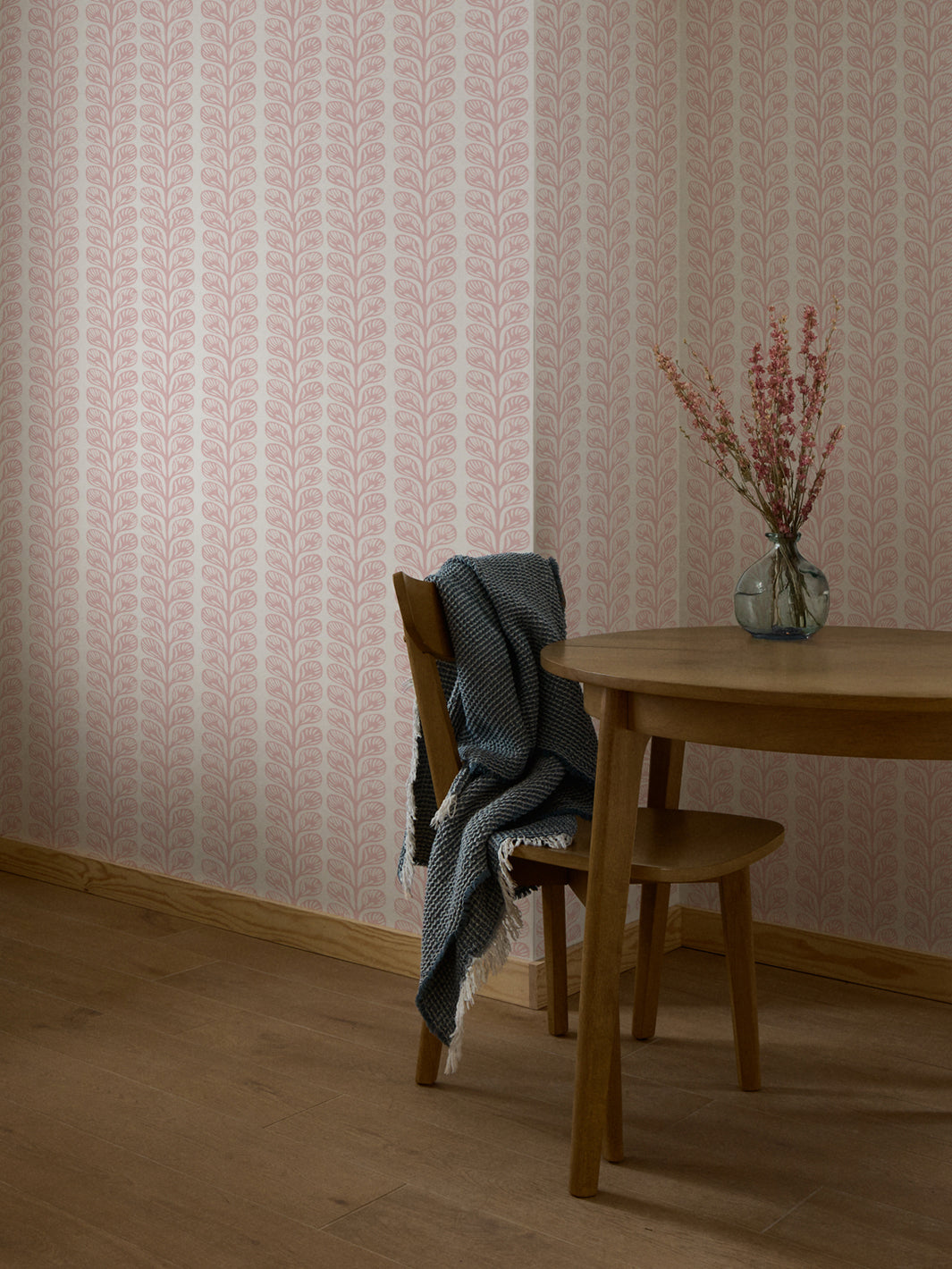 'Evergreen Stripe' Wallpaper by Wallshoppe - Blossom - Room Shot