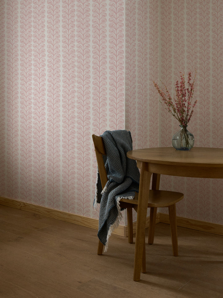 'Evergreen Stripe' Wallpaper by Wallshoppe - Blossom - Room Shot