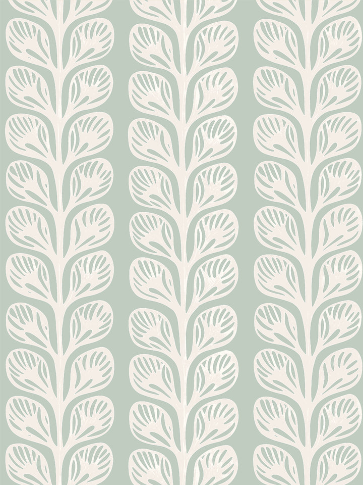 'Evergreen Stripe' Grasscloth Wallpaper by Wallshoppe - Sage Cream - Design