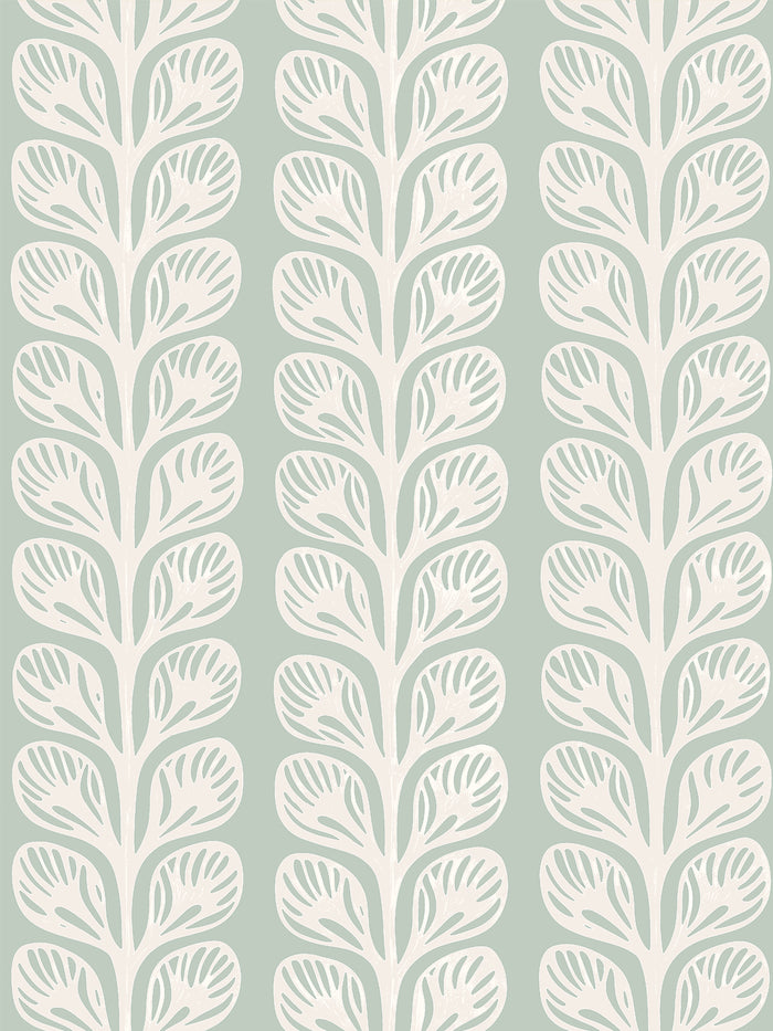 'Evergreen Stripe' Wallpaper by Wallshoppe - Sage Cream