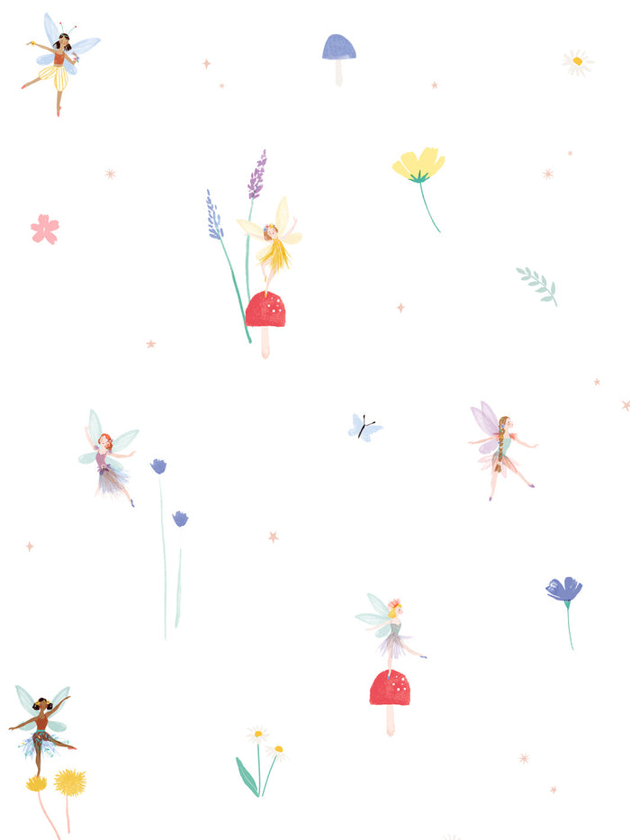 'Fairy Garden' Wallpaper by Meri Meri - White