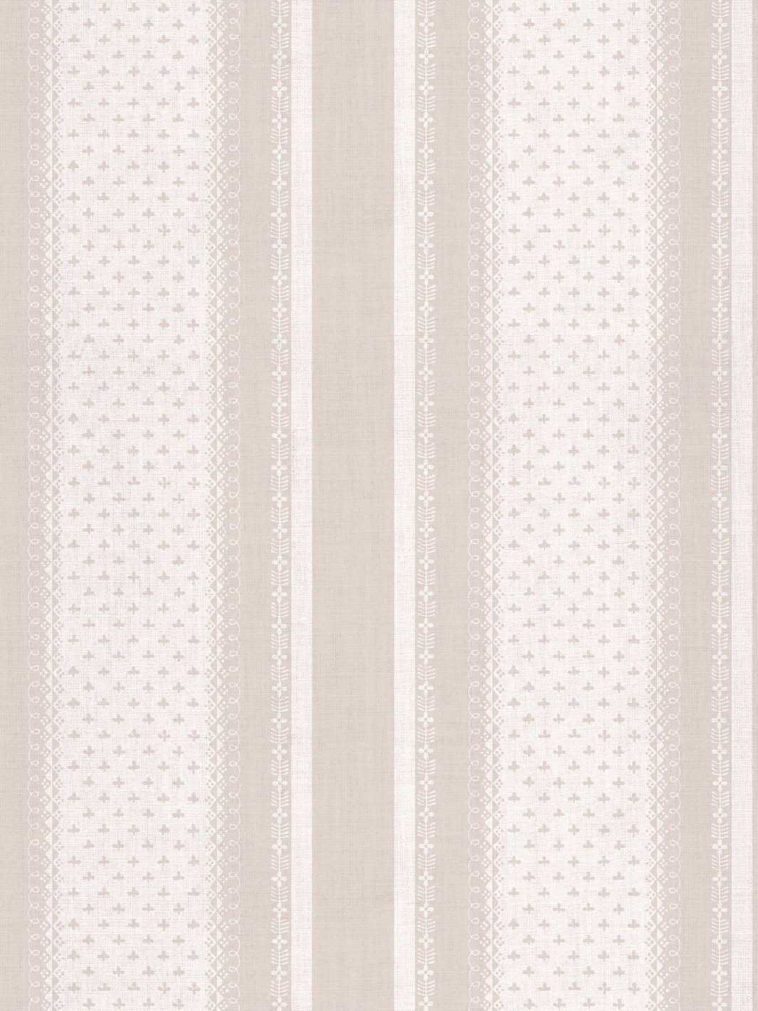 'Fleur de Lis Raylée' Linen Fabric by Clare V. - Bisque Cream