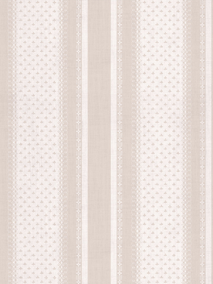 'Fleur de Lis Raylée' Linen Fabric by Clare V. - Bisque Cream