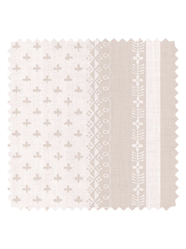 'Fleur de Lis Raylée' Linen Fabric by Clare V. - Bisque Cream