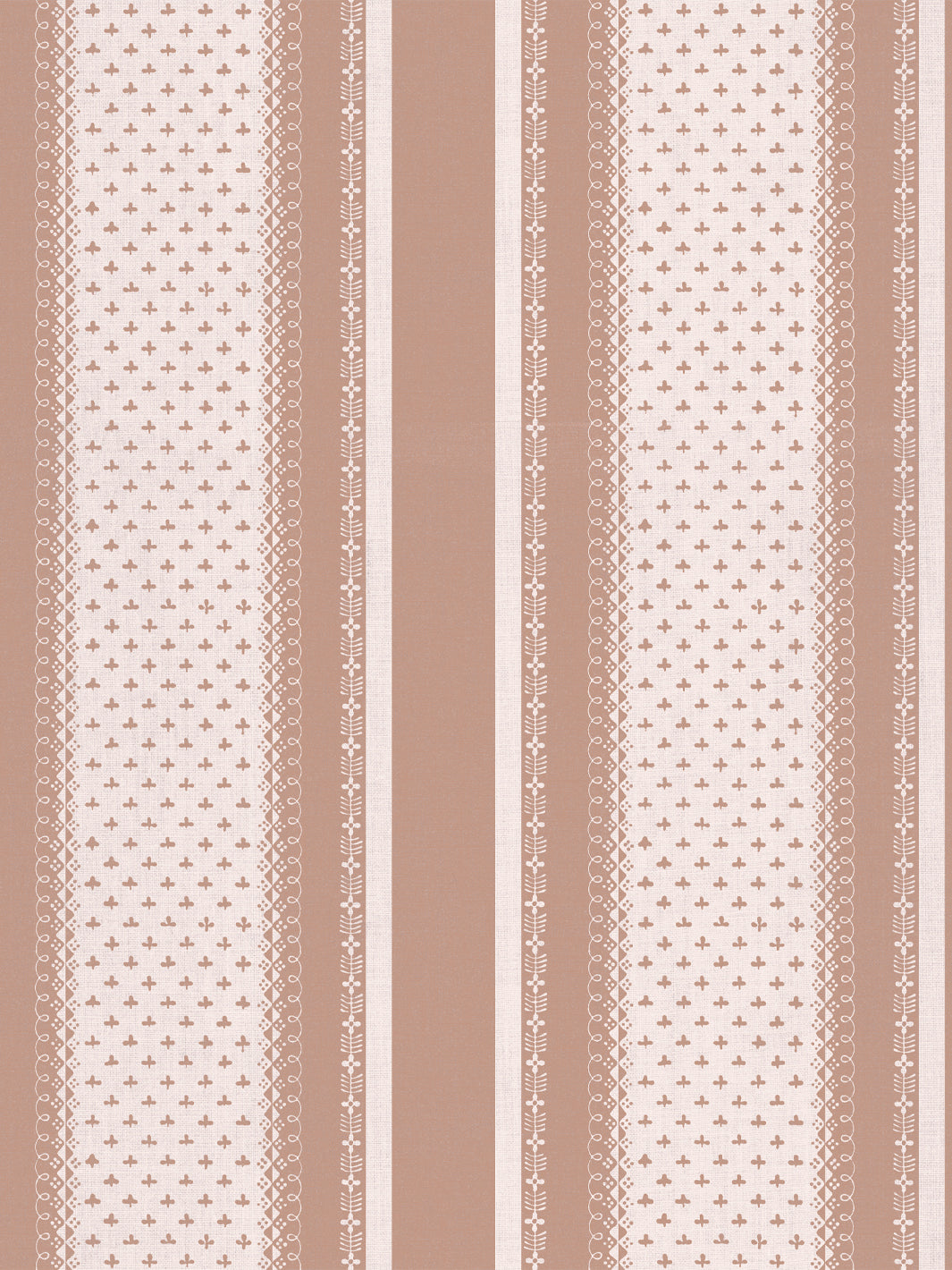 'Fleur de Lis Raylée' Linen Fabric by Clare V. - Clay Cream