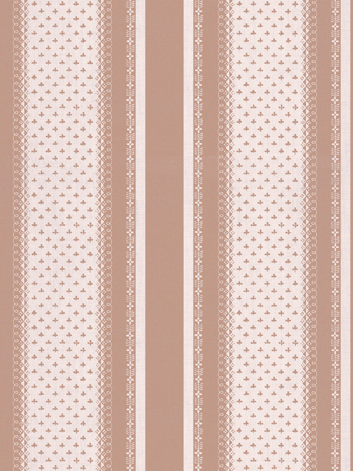 'Fleur de Lis Raylée' Linen Fabric by Clare V. - Clay Cream