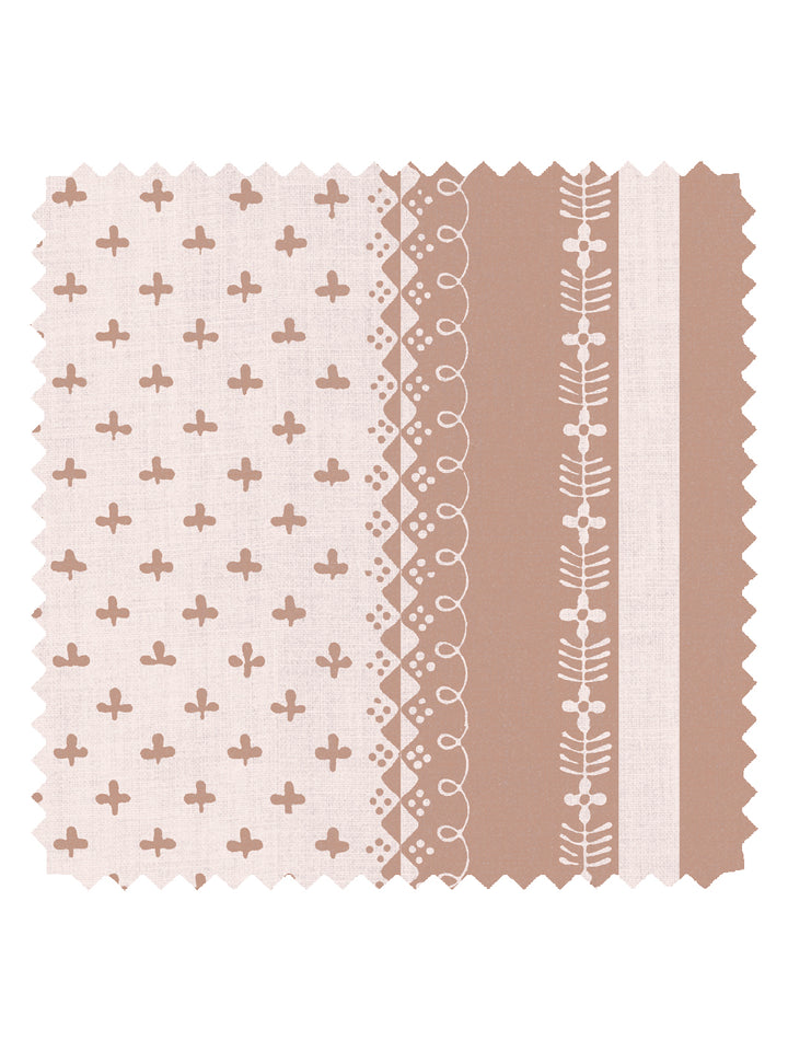 'Fleur de Lis Raylée' Linen Fabric by Clare V. - Clay Cream