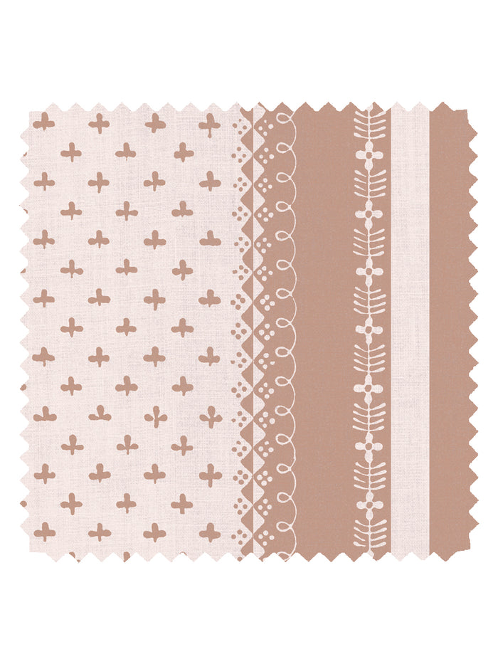 'Fleur de Lis Raylée' Linen Fabric by Clare V. - Clay Cream