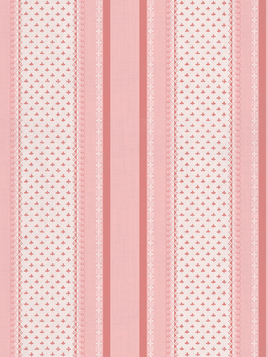 'Fleur de Lis Raylée' Linen Fabric by Clare V. - Pink Petal