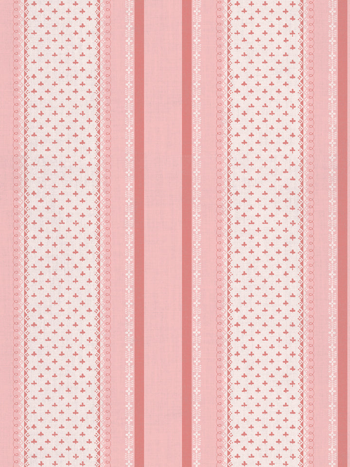 'Fleur de Lis Raylée' Linen Fabric by Clare V. - Pink Petal
