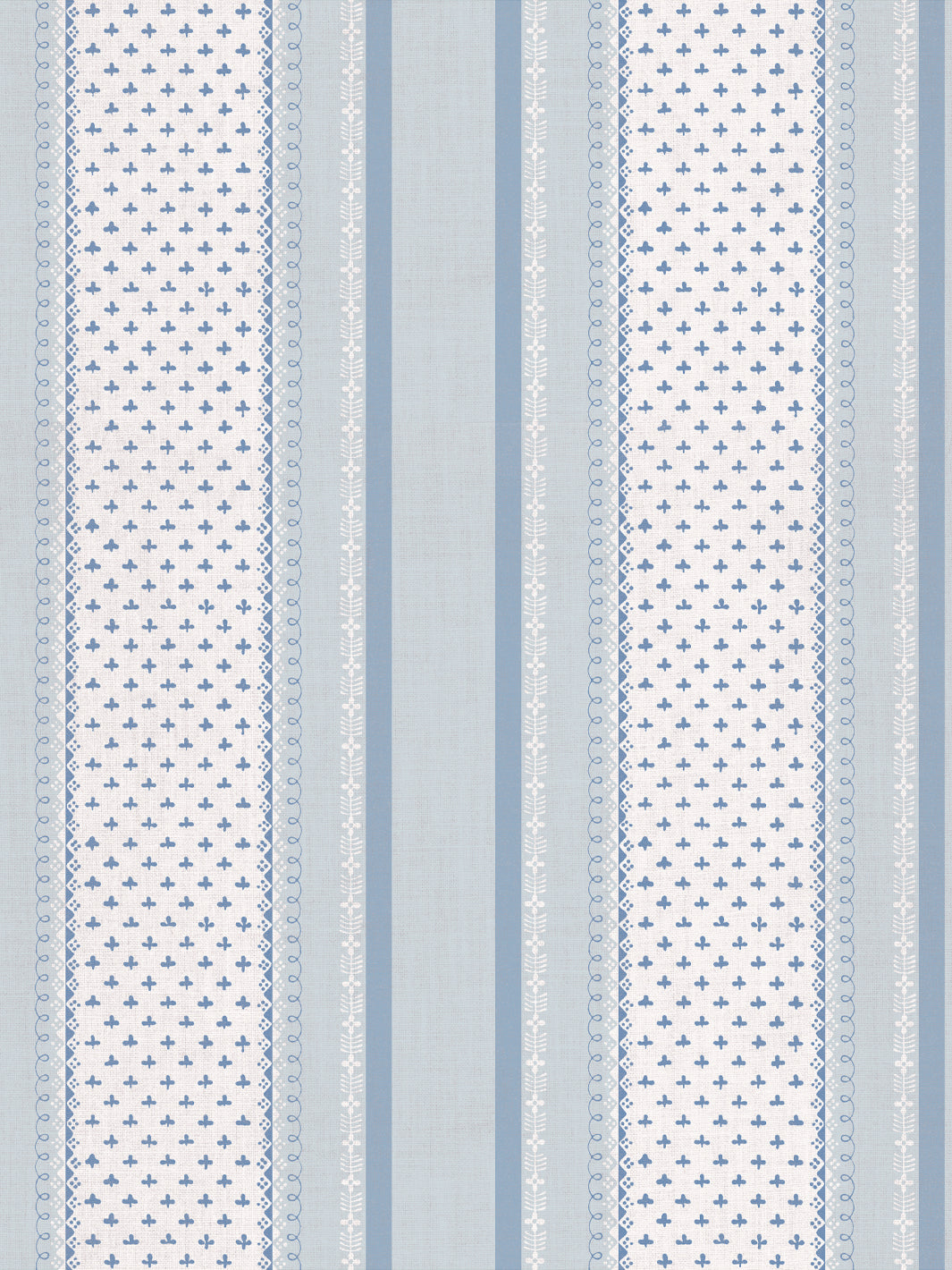 'Fleur de Lis Raylée' Linen Fabric by Clare V. - Powder Chambray