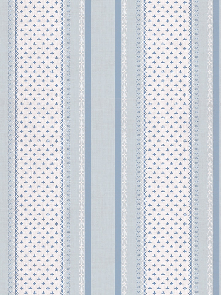 'Fleur de Lis Raylée' Linen Fabric by Clare V. - Powder Chambray