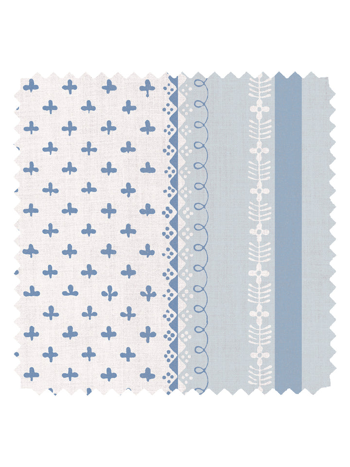 'Fleur de Lis Raylée' Linen Fabric by Clare V. - Powder Chambray