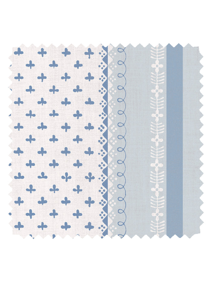 'Fleur de Lis Raylée' Linen Fabric by Clare V. - Powder Chambray