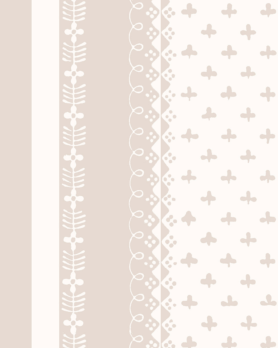 'Fleur de Lis Raylée' Wallpaper by Clare V. - Bisque Cream