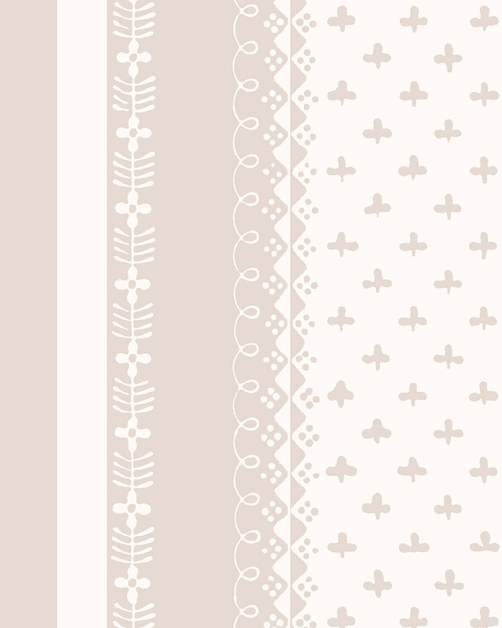 'Fleur de Lis Raylée' Wallpaper by Clare V. - Bisque Cream