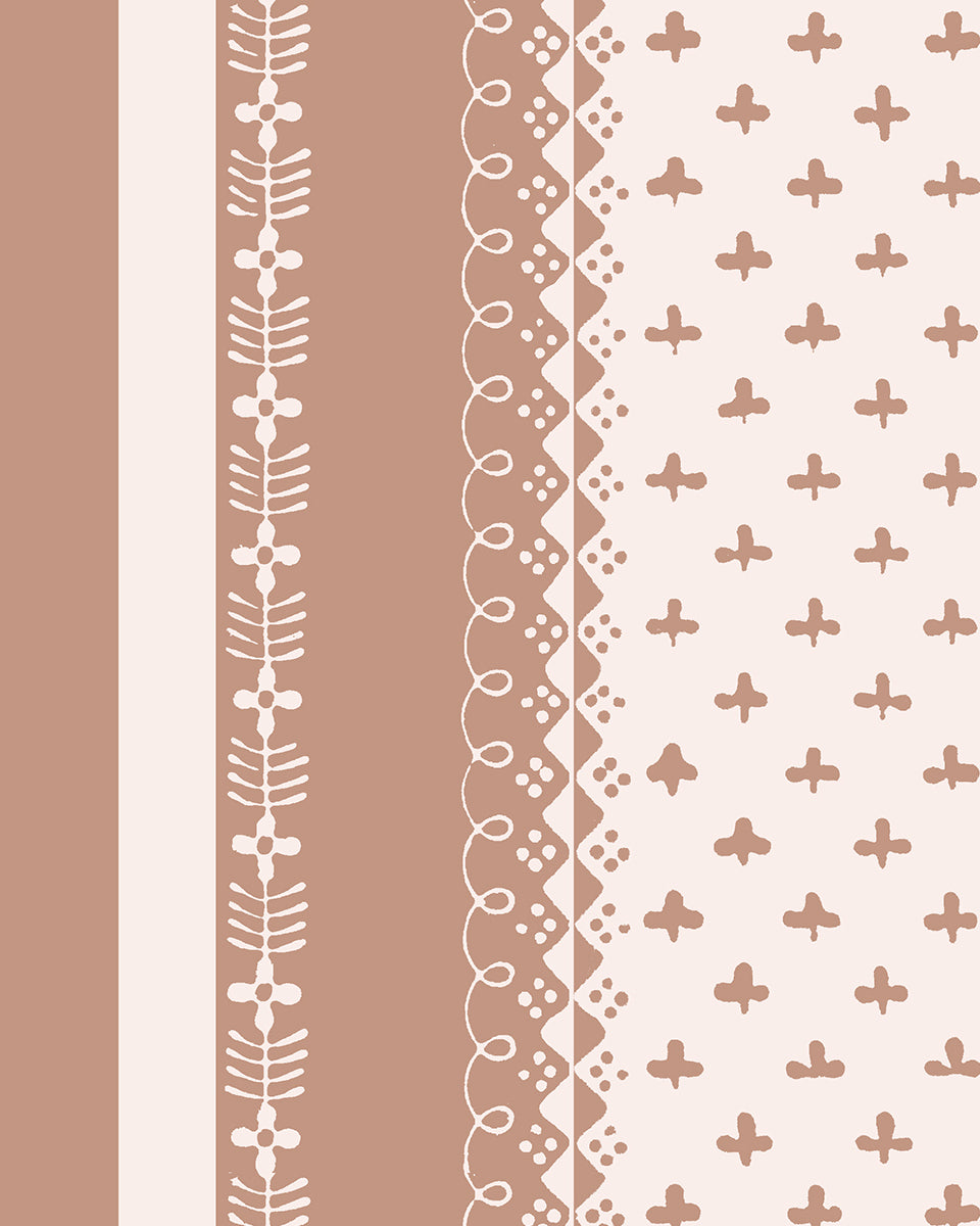 'Fleur de Lis Raylée' Wallpaper by Clare V. - Clay Cream