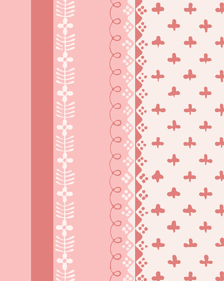 'Fleur de Lis Raylée' Wallpaper by Clare V. - Pink Petal