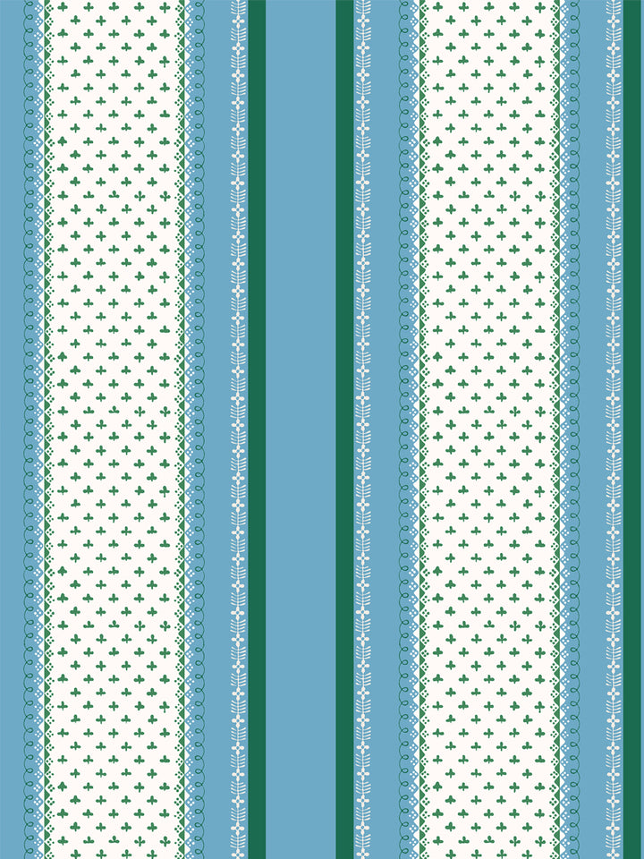 'Fleur de Lis Raylée' Wallpaper by Clare V. - Azure Green