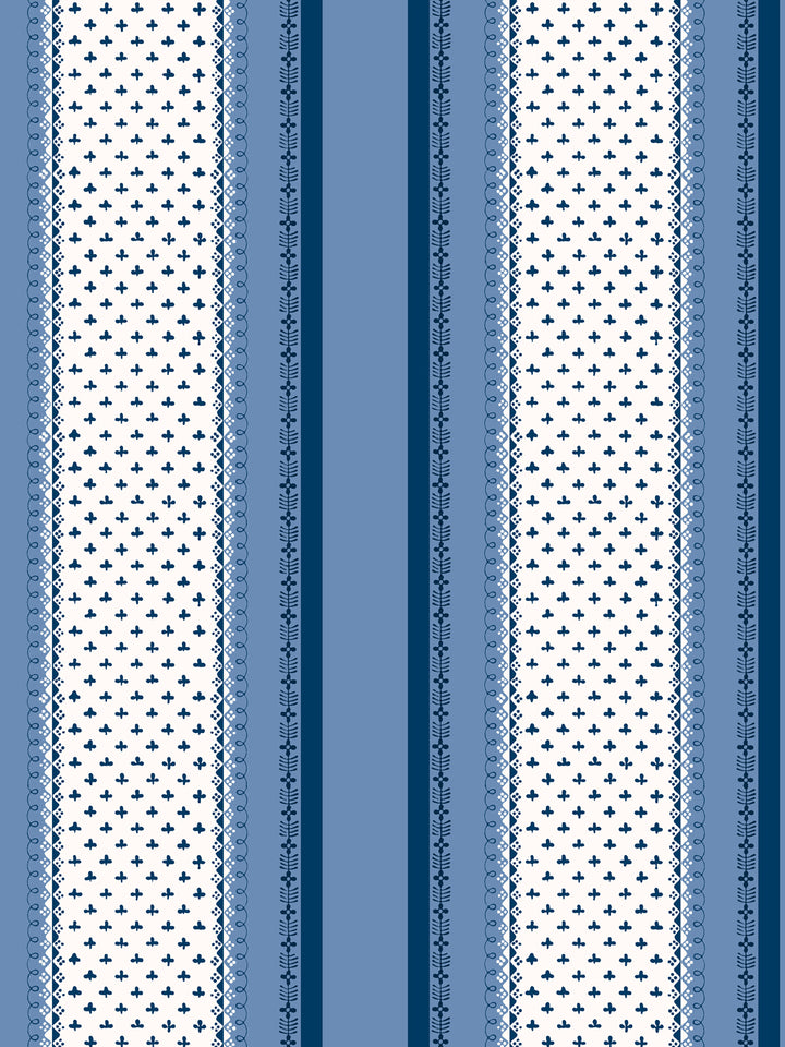 'Fleur de Lis Raylée' Wallpaper by Clare V. - Navy Blue