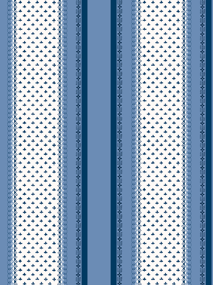 'Fleur de Lis Raylée' Wallpaper by Clare V. - Navy Blue