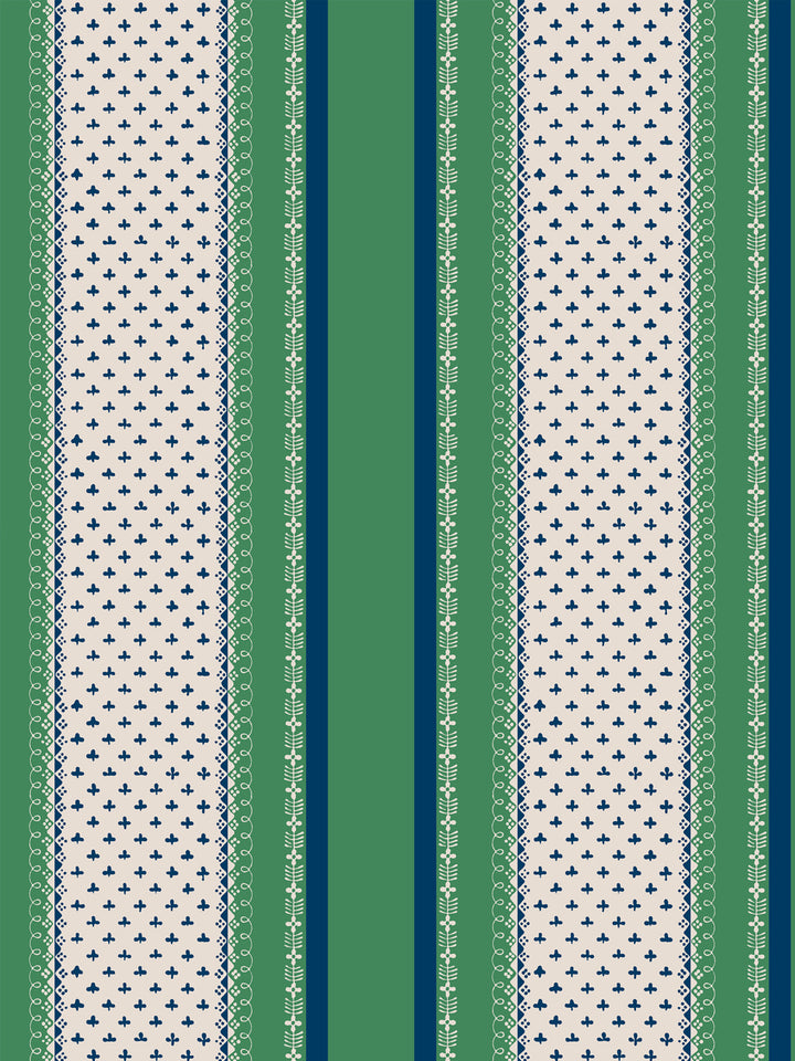 'Fleur de Lis Raylée' Wallpaper by Clare V. - Navy Green