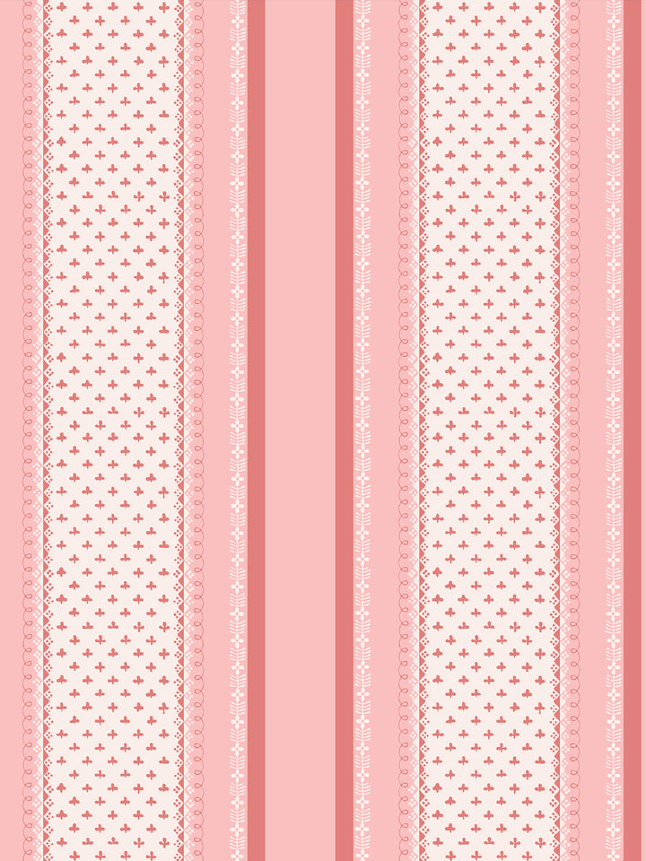 'Fleur de Lis Raylée' Wallpaper by Clare V. - Pink Petal