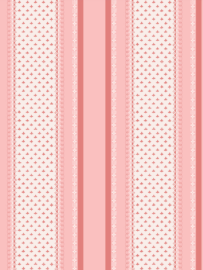 'Fleur de Lis Raylée' Wallpaper by Clare V. - Pink Petal