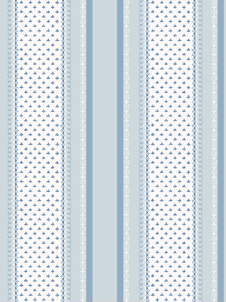'Fleur de Lis Raylée' Wallpaper by Clare V. - Powder Chambray