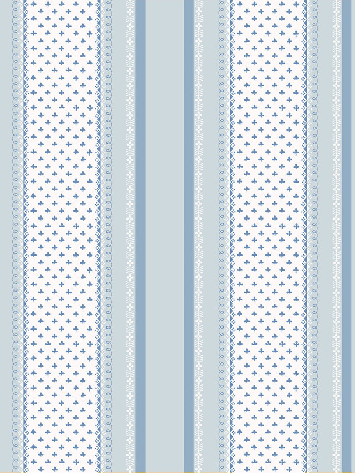 'Fleur de Lis Raylée' Wallpaper by Clare V. - Powder Chambray
