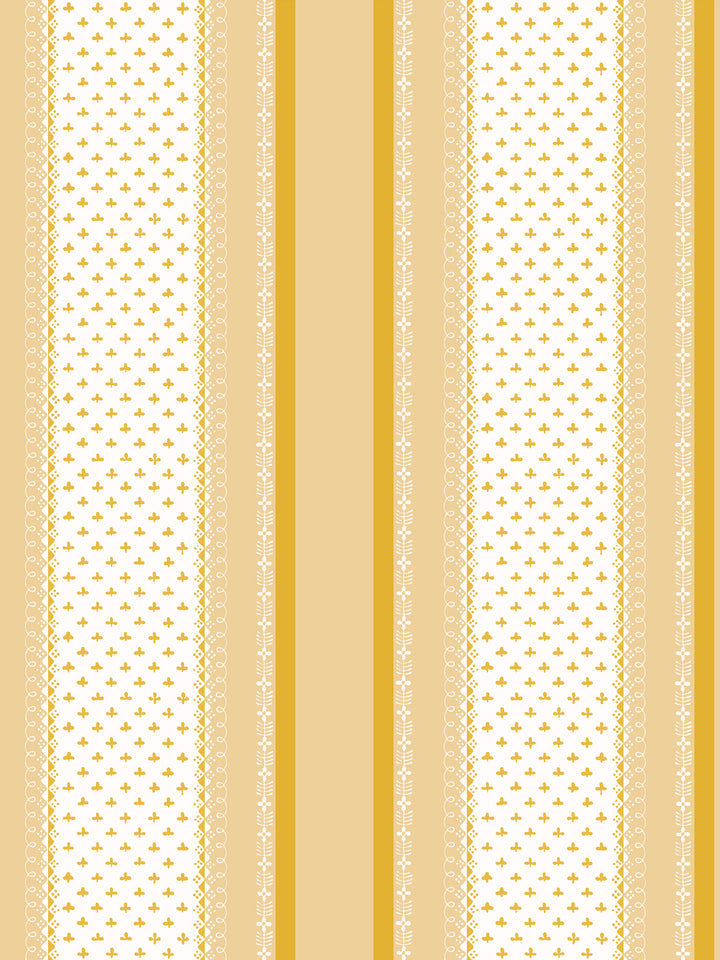 'Fleur de Lis Raylée' Wallpaper by Clare V. - Yellow Buttercream