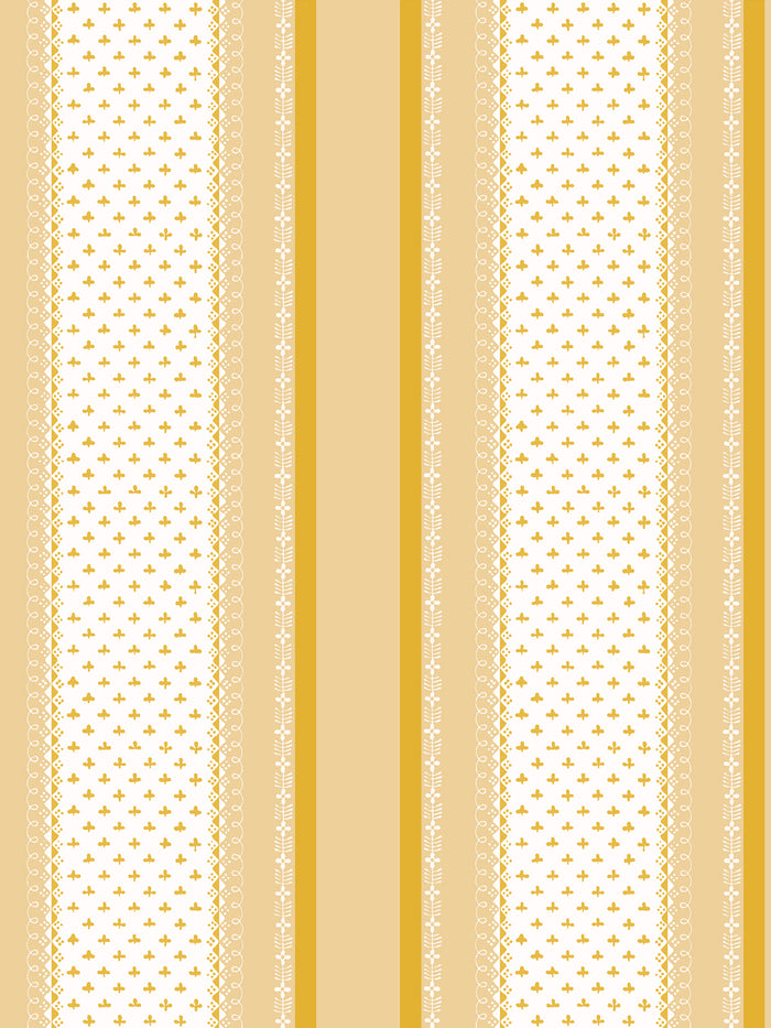 'Fleur de Lis Raylée' Wallpaper by Clare V. - Yellow Buttercream