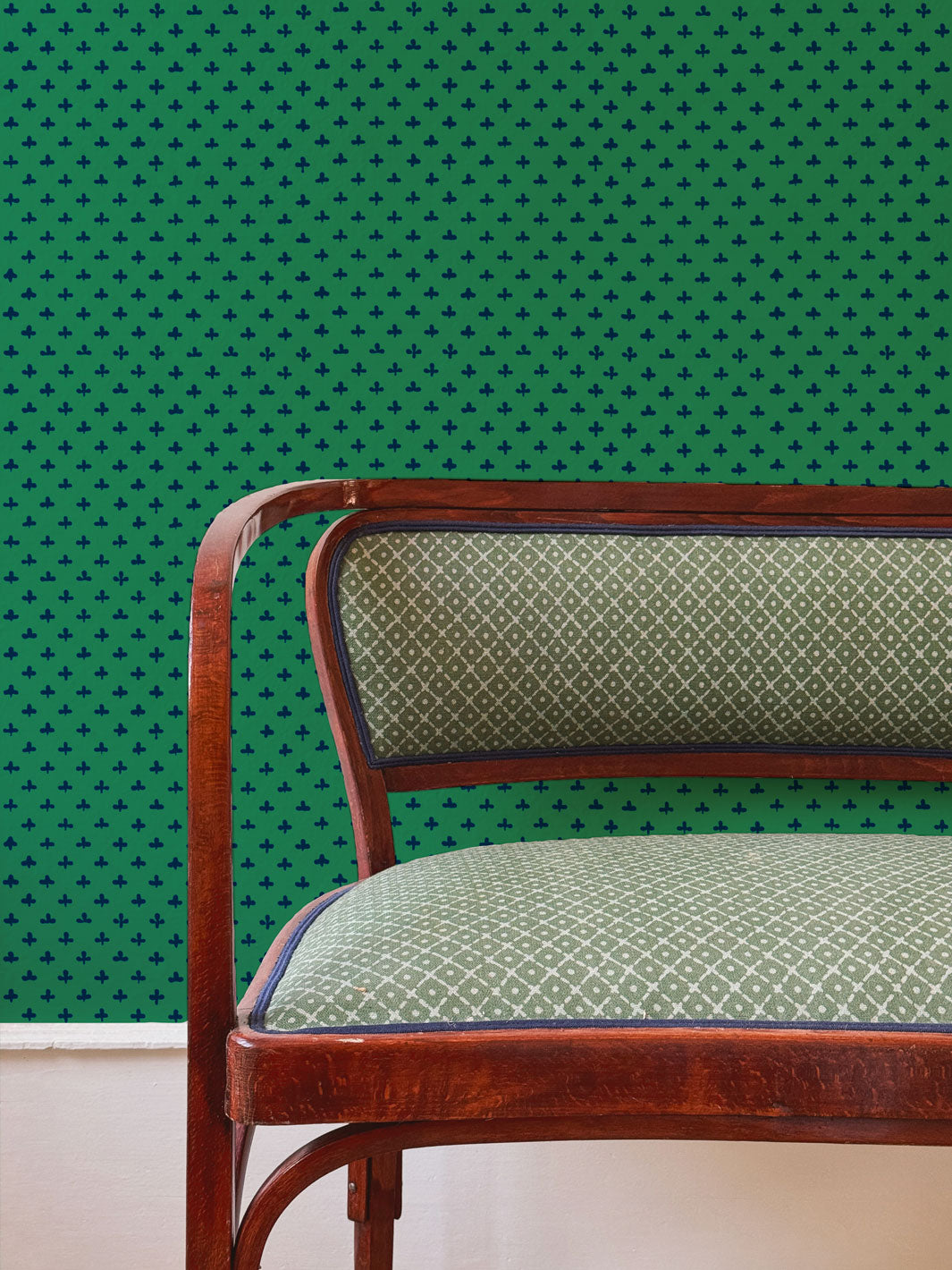'Fleur de Lis' Wallpaper by Clare V. - Navy Green