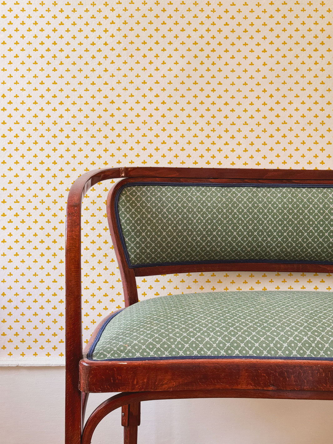 'Fleur de Lis' Wallpaper by Clare V. - Yellow Cream