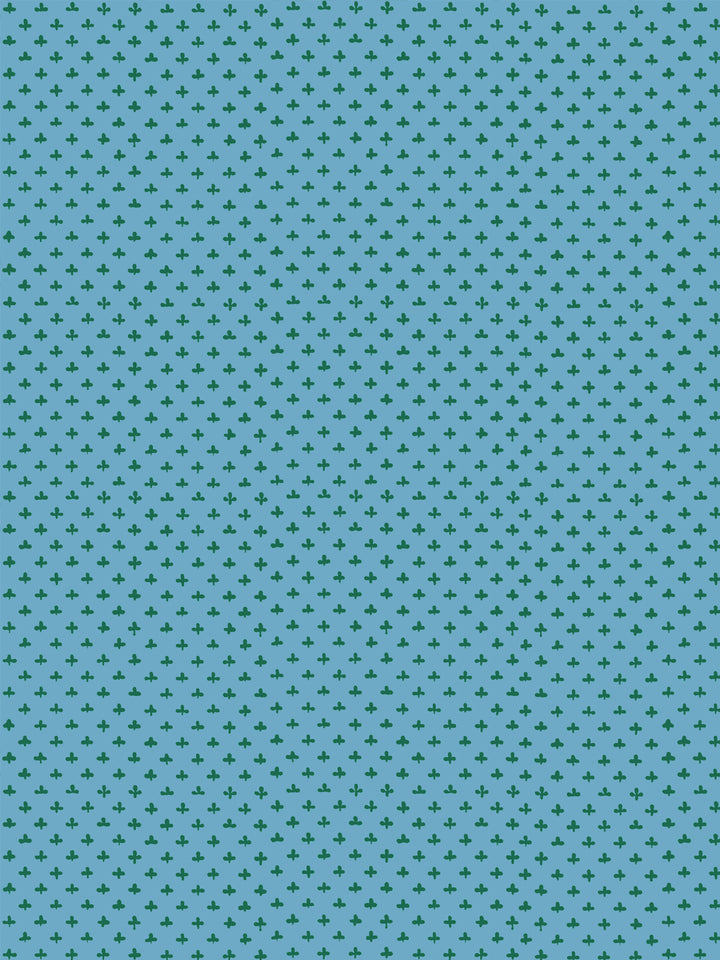 'Fleur de Lis' Wallpaper by Clare V. - Azure Green