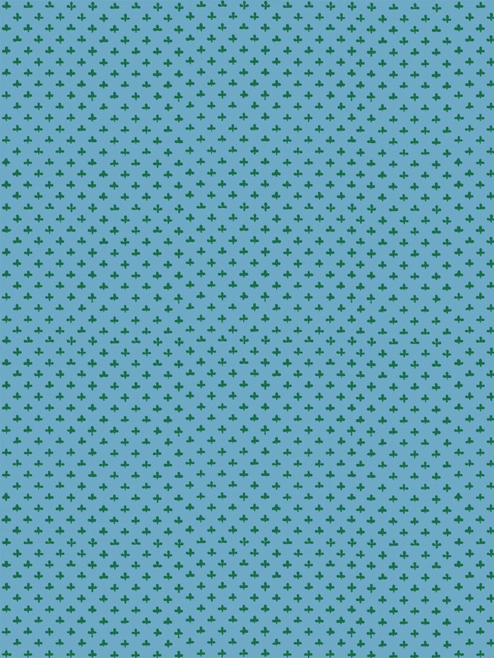 'Fleur de Lis' Wallpaper by Clare V. - Azure Green